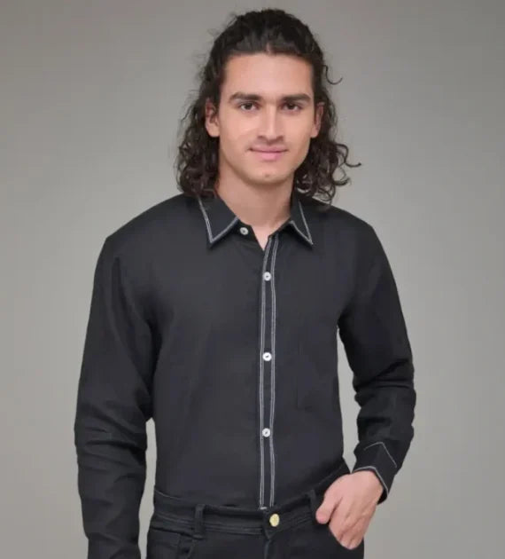 Men Solid Hemp Casual Shirt