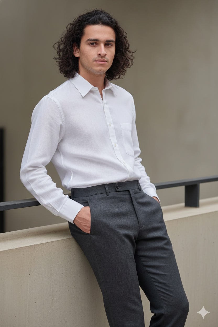 Men Solid Hemp Formal Shirt