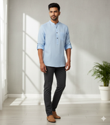 Men Solid Hemp Short Kurta