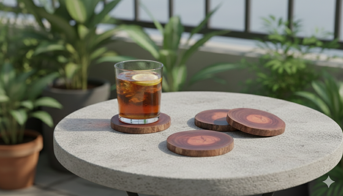 Eucalyptus Wooden Coaster(Pack of 4)