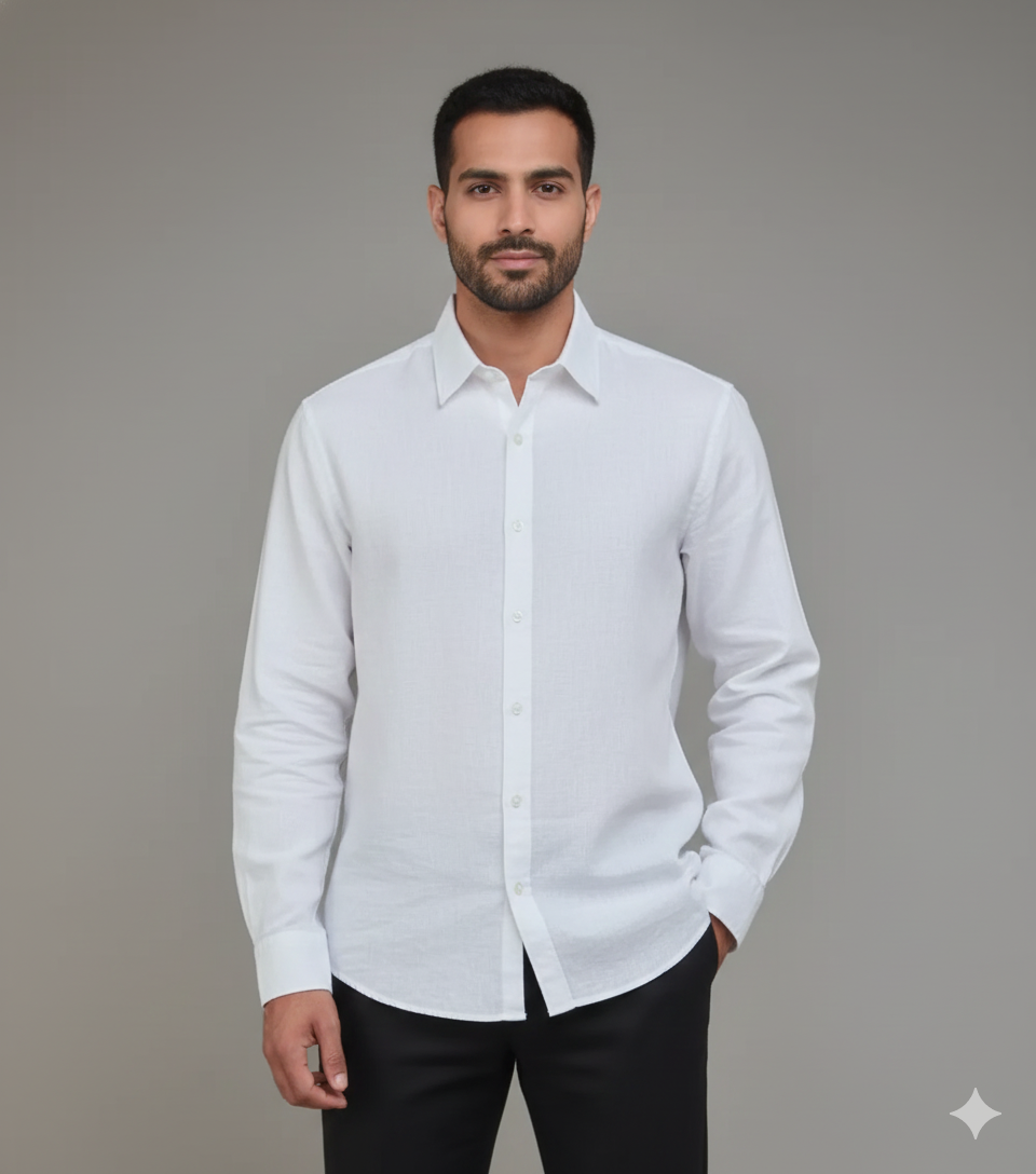 Men Solid Hemp Formal Shirt