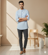 Men Solid Hemp Short Kurta