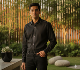 Men Solid Hemp Casual Shirt