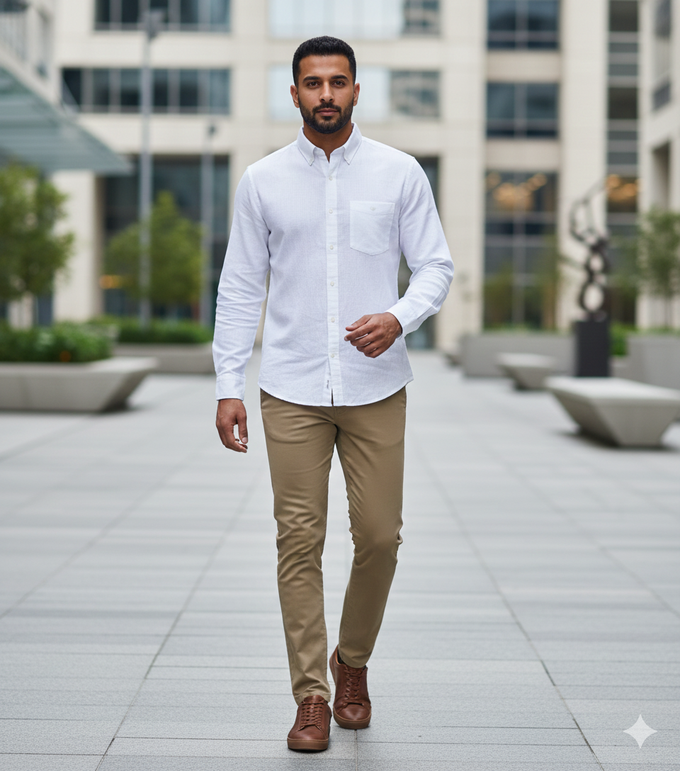 Men Solid Hemp Formal Shirt
