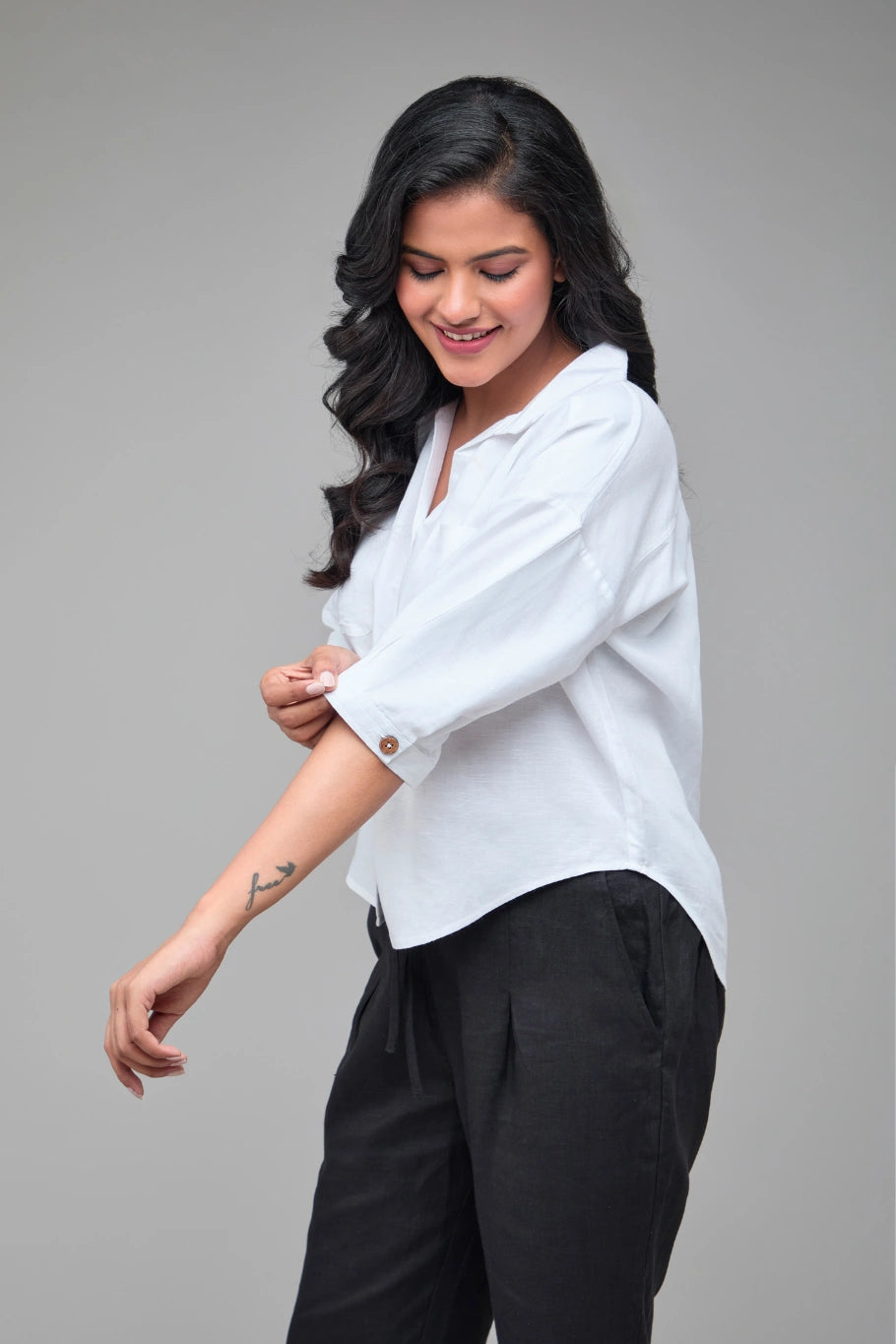 Hemp Bamboo White Off Shoulder Shirt