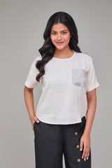 Hemp Beige T-Kurta With Pocket Pattern