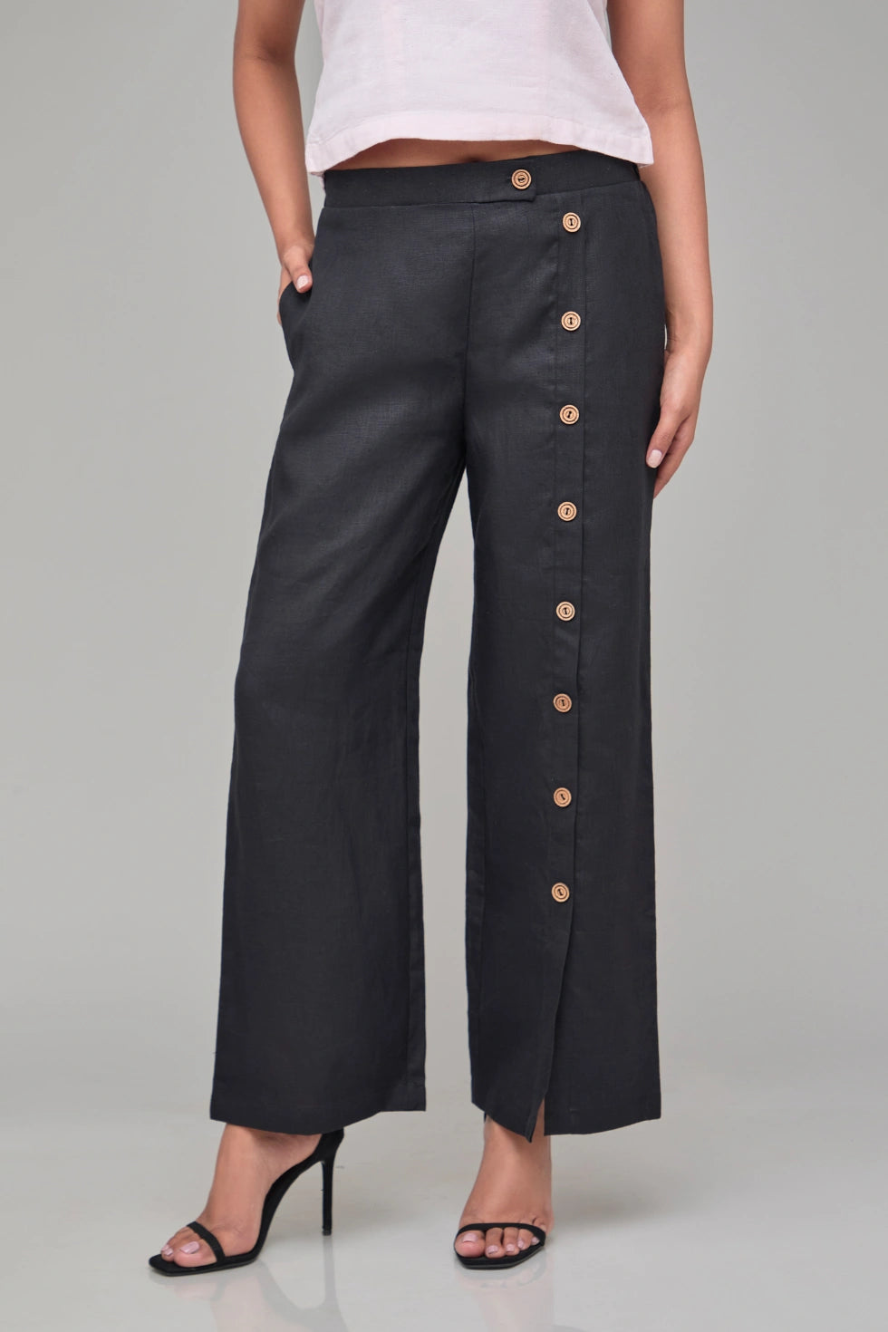 Hemp Black Button Up Pants