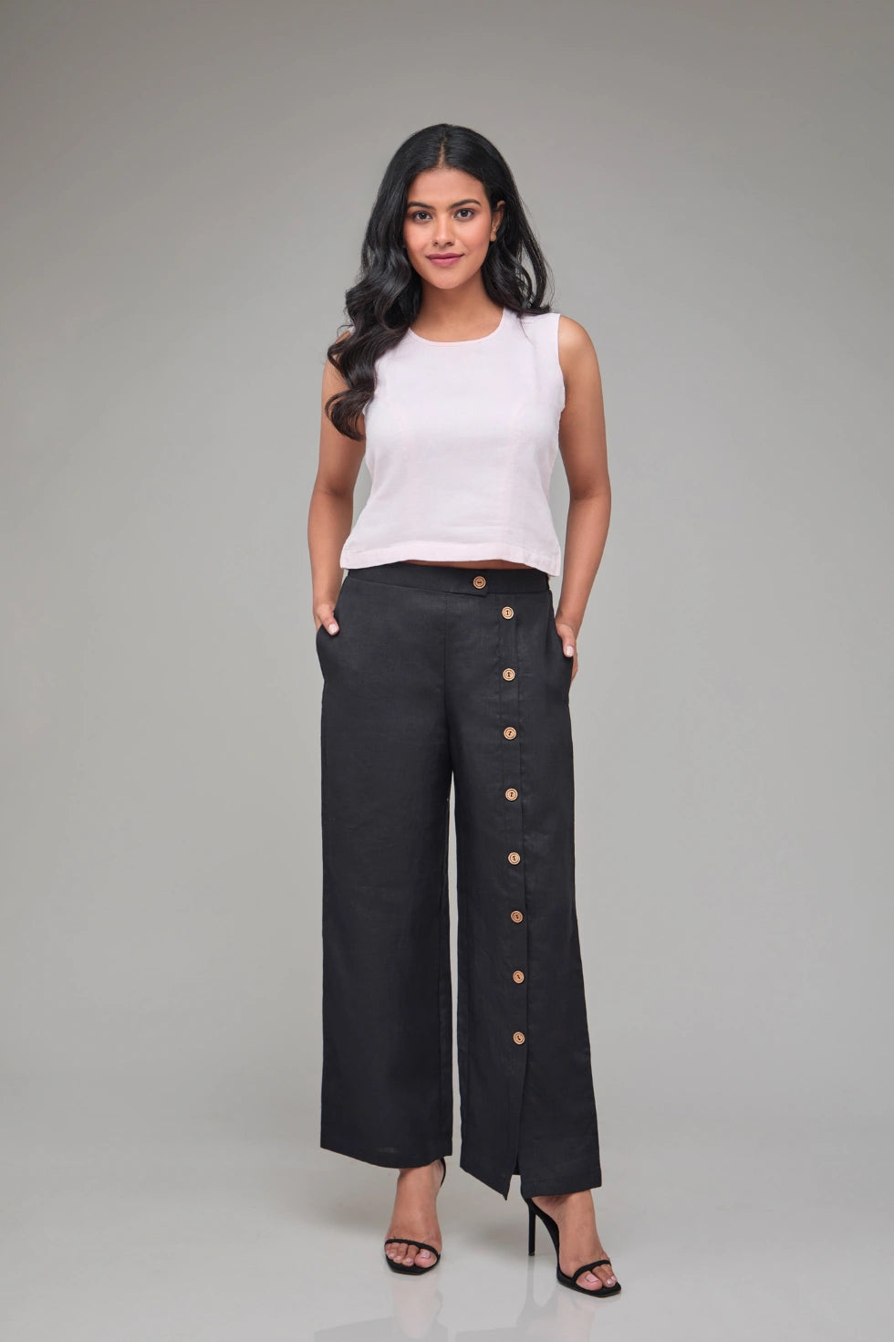 Hemp Black Button Up Pants