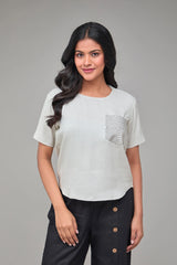 Hemp Mint T-Kurta With Pocket Pattern