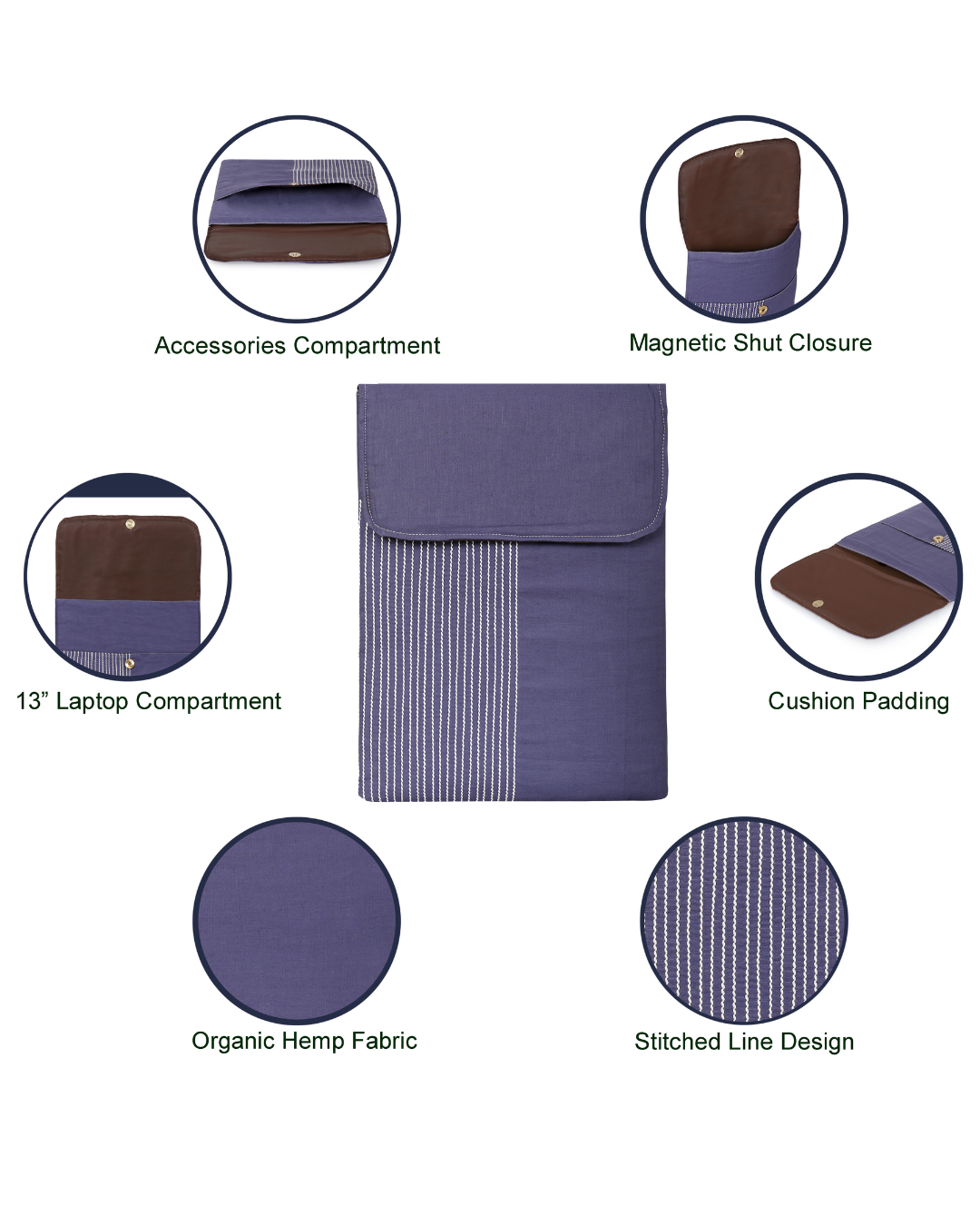 Hemp Laptop Sleeve Blue