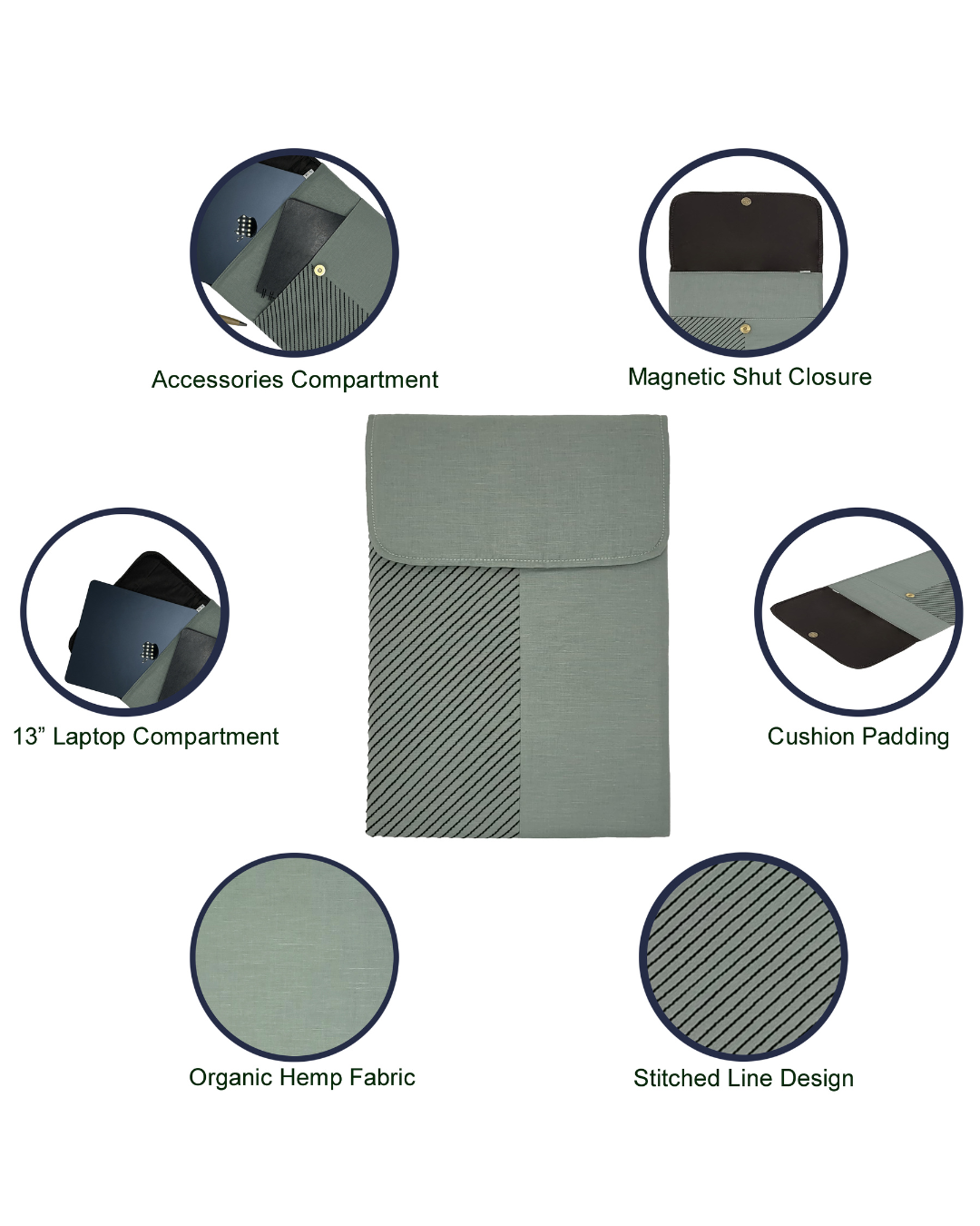 Hemp Laptop Sleeve Sage