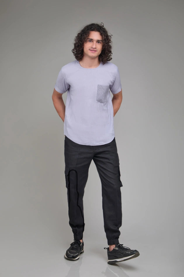 Men Solid Hemp T-Kurta