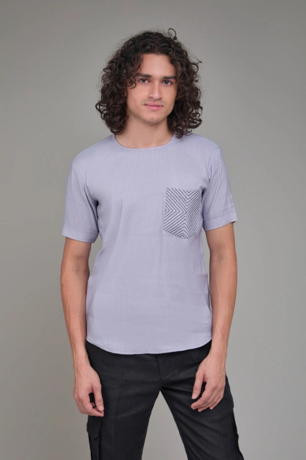 Men Solid Hemp T-Kurta