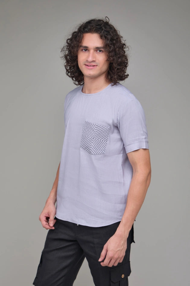 Men Solid Hemp T-Kurta